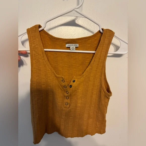 American Eagle Outfitters Women's Gold Buttoned Tank Top - Picture 1 of 3